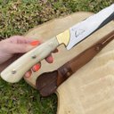 Ver imagem 5 de Faca Língua de Chimango 12" Aço inox 420c 4mm Cabo de Chifre e Bainha de Couro Zanline