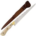 Ver imagem 1 de Faca Língua de Chimango 12" Aço inox 420c 4mm Cabo de Chifre e Bainha de Couro Zanline