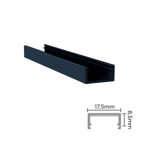 Perfil Alumínio Sobreposto para Fita Led Rm-329 Barra 03 Metros Preto Rometal 01 Unidade