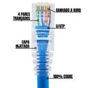 Ver imagem 4 de Kit 15 Unidades Patch Cord Cat5e 100% Cobre Azul 45cm