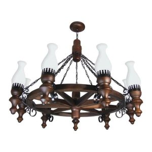 Lustre Muller Roda Carroça 9 Lâmpadas Envelhecido 909e