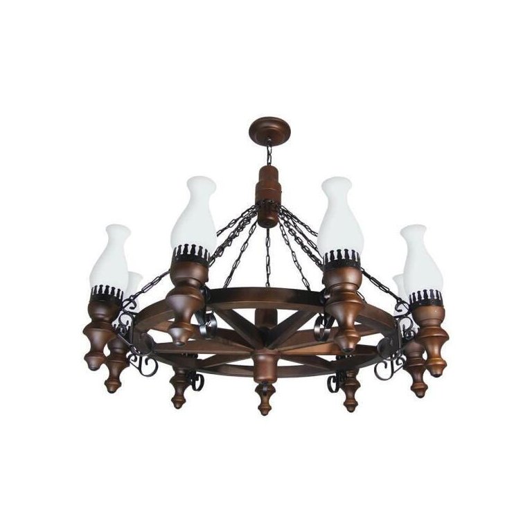 Lustre Muller Roda Carroça 9 Lâmpadas Envelhecido 909e