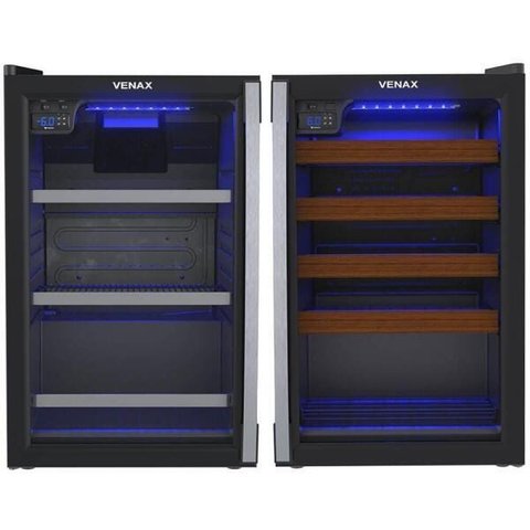 Conjunto Venax Cervejeira Blue e Adega Piubella 100 Litros Preto Fosco Porta Invertida 220v
