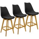 Ver imagem 1 de Kit 3 Banquetas Monty Leda Luisa Saarinen Alta Base Fixa Madeira