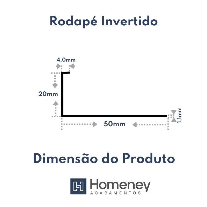 Rodapé Invertido Preto 50mmx20mm Kit com 10 Barras de 2mt - Homeney ...