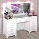 Ver imagem 1 de Penteadeira Camarim 9 Gavetas Mdf Luxo com Espelho e Leds