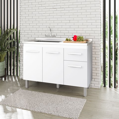 Balcão para Pia Anita 120 Cm Branco Moblis