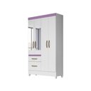 Ver imagem 7 de Conjunto de Guarda Roupa e Cômoda Casal Petra 5 Portas de Bater 4 Gavetas MDP com Espelho