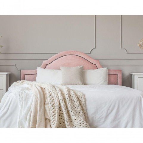 Cabeceira King Provençal Luxo 193X60 Veludo Rosê Tachas Fumê