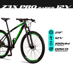 Bicicleta Aro 29 Quadro 19 Alumínio 12v Deore Freio Disco Hidráulico Z3-X Pro Preto/Verde - - 6