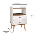 Ver imagem 4 de Mesa de Cabeceira Moderna Mesinha Pequena Gaveta Nicho Decoração Canto Quarto -off White/freijó- Rpm