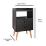 Mesa de Cabeceira Retrô Mesinha Decorativa Pequena Canto Lateral Quarto Nicho 2 Gavetas -preto- Rpm - 4
