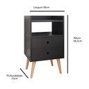 Ver imagem 5 de Kit 2 Mesas de Cabeceira Mesinhas Canto Quarto Casal Nicho 2 Gavetas Pés Retrô Dream - Preto -rpm