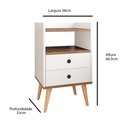 Ver imagem 5 de Kit 2 Mesas de Cabeceira Mesinhas Quarto com Nicho Gavetas Retrô Dream Plus - Off White/freijó -rpm