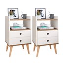Ver imagem 1 de Kit 2 Mesas de Cabeceira Mesinhas Quarto com Nicho Gavetas Retrô Dream Plus - Off White/freijó -rpm