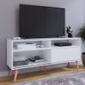 Rack Bancada Home Estante Tv 55 Polegadas Nicho Porta Correr Sala Quarto Pequeno Retrô Branco - Rpm - 3