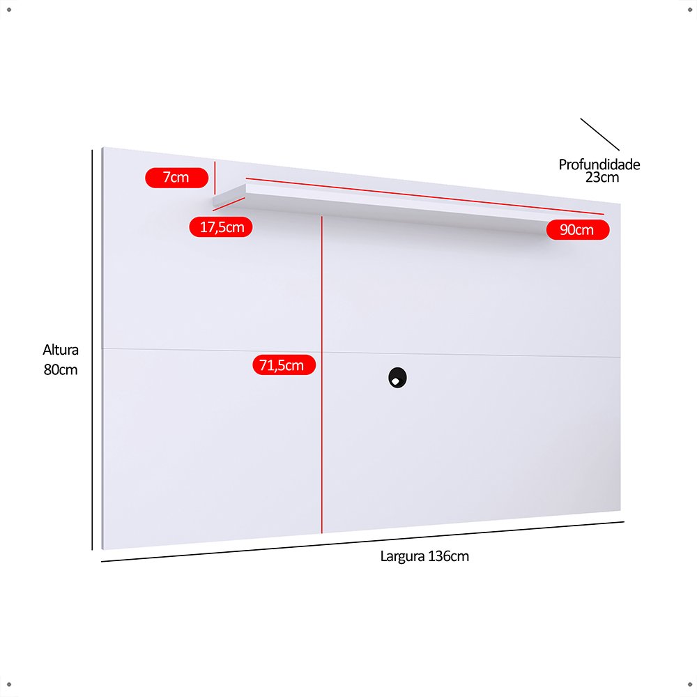 Estante Painel Tv 32 37 40 42 46 48 Polegadas Prateleira Superior Decoração Sala Quarto Branco -rpm - 6