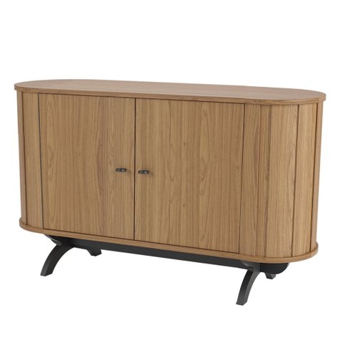 Balcão Buffet Para Sala De Estar Curvo 02 Portas Romagna 130cm D03 Freijó Preto Fosco - Lyam
