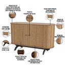Ver imagem 4 de Balcão Buffet Para Sala De Estar Curvo 02 Portas Romagna 130cm D03 Freijó Preto Fosco - Lyam