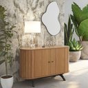Ver imagem 2 de Balcão Buffet Para Sala De Estar Curvo 02 Portas Romagna 130cm D03 Freijó Preto Fosco - Lyam