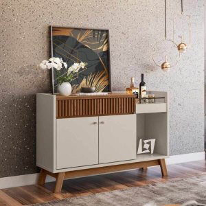 Buffet Aparador Retrô com Bar Lucca Freijó Off-White