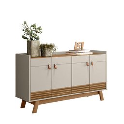Buffet Aparador Retrô 4 Portas Abruzzo Amendoa Off-White - 2
