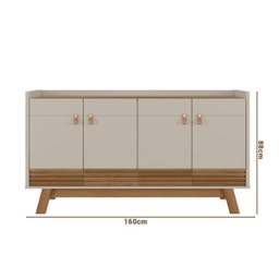 Buffet Aparador Retrô 4 Portas Abruzzo Amendoa Off-White - 4