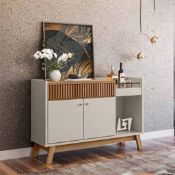 Aparador Buffet Lucca 2 Portas Amendoa Off White Linea Brasil - 1