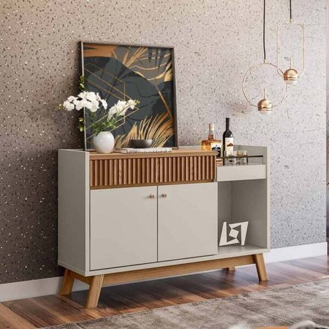 Aparador Buffet Lucca 2 Portas Amendoa Off White Linea Brasil