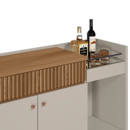 Aparador Buffet Lucca 2 Portas Amendoa Off White Linea Brasil - 4