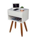 Ver imagem 3 de Kit Mesa de Cabeceira Retro 60 de Altura Pés Castanhos - Enviamos Montada