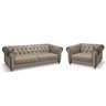 Sofá + poltrona chesterfield arte estofados Viena sued bege - 2
