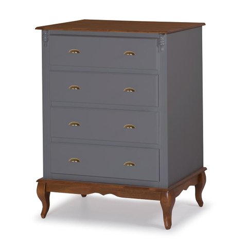 Cômoda de Madeira 4 Gavetas Pés Luiz Xv 60816 Hannover Linz Móveis - Cinza/imbuia