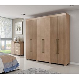 Guarda-Roupa Roupeiro Casal Mx Móveis 6 Portas Itá - Bege - 1