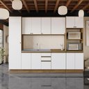 Ver imagem 1 de Cozinha Modulada Celeste Kappesberg 100% Mdf Nogueira/branco 300cm