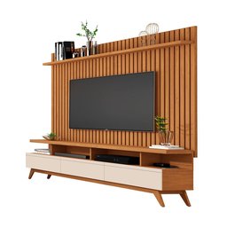 Jogo Rack e Painel Ripado Crôacia Nature Off White - 4