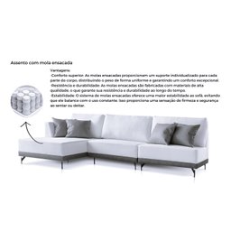 Sofá 2 e 3 Lugares Luxo Modulado Linho Off White 3,0m Chaise Ld - 5