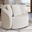 Ver imagem 2 de Kit 2 Poltronas Decorativas Base Giratória Galáxia com Almofadas Boucle Branco G45 - Gran Belo