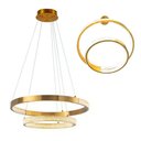 Ver imagem 1 de Lustre Pendente Aneis Cristal Led Arco Luminaria 52w Luxo Sala de Estar Casa Sala de Jantar