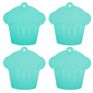 Kit 4 Unds Descanso / Apoio de Panela Cupcake - Emborrachado Verde Água