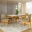 Ver imagem 1 de Conjunto Sala de Jantar Siera 6 Lugares Retangular Madeira Maciça Miami Natural/Cerejeira/Castor
