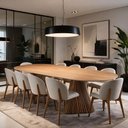 Ver imagem 4 de Mesa de Jantar 10 Lugares Oval Base Dupla Ripada 270cm Rigon B05 Amêndoa Cinamomo - Lyam Decor