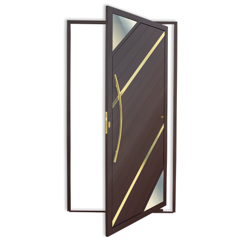 Porta Pivotante Lamb.Oasis c/Puxador e. Sup.Marrom Corten Dourado 120 Brimak