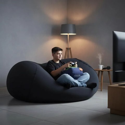 Pufe Sensorial Rollo Davi Preto