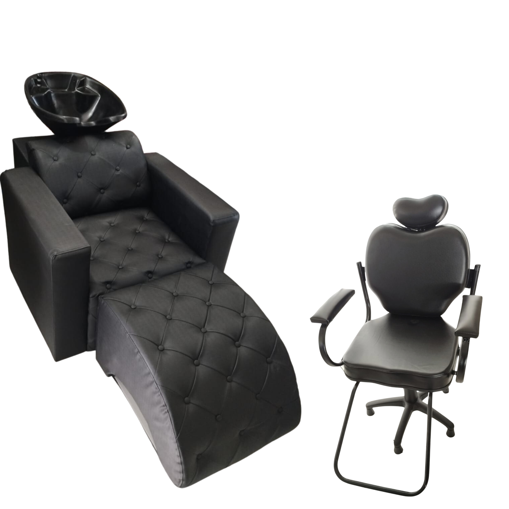 Kit Lavatório de Luxo + Cadeira Henvifer Salão Cabeleireiro Cor Lavatório:preto