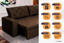 Ver imagem 4 de Sofá Cama Retrátil Reclinável 2,10m Bangkok Suede Velut Marrom Molas no Assento - King House