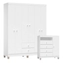 Ver imagem 1 de Cômoda e Guarda Roupa 6 Portas Ternura Baby Branco Brilho – Incorplac