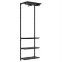Ver imagem 1 de Conjunto Cremalheira Estante 4 Prateleiras 1 Cabideiro 64 x 200 cm Comac Preto