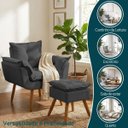 Ver imagem 5 de Kit Poltrona e Puff Alice Decorativa Confortável para Sala Recepção Manicure Quarto Tecido Suede