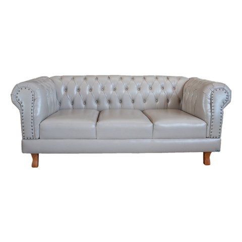 Sofá Chesterfield Capitone Duque Corano Bege 1,80cm